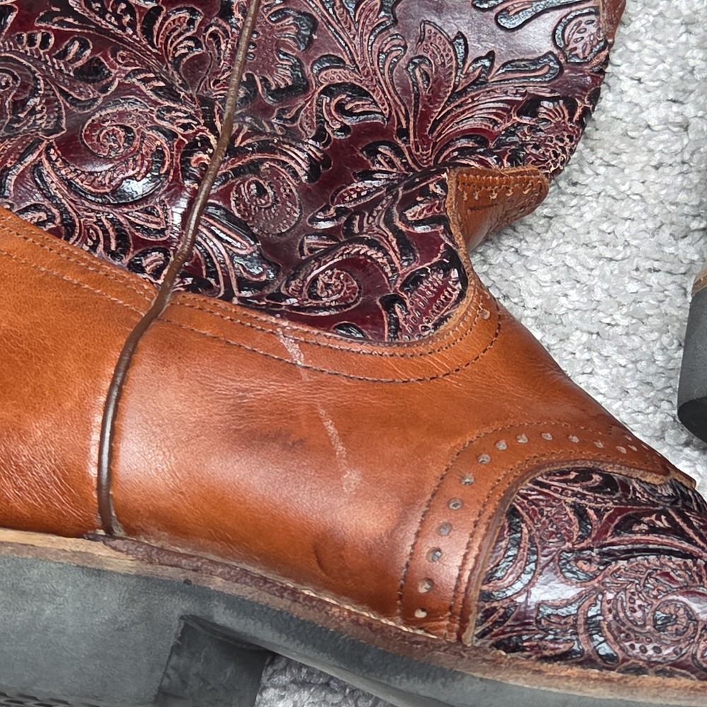 Boulet Cowboy Boots Womens 8.5 Brown Leather Coastal Cowgirl Western Canada - Picture 7 of 12